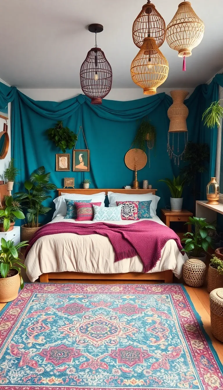 30 Teal Bedroom Inspiration Ideas That Will Spark Your Creativity! - 8. Bohemian Teal Vibes