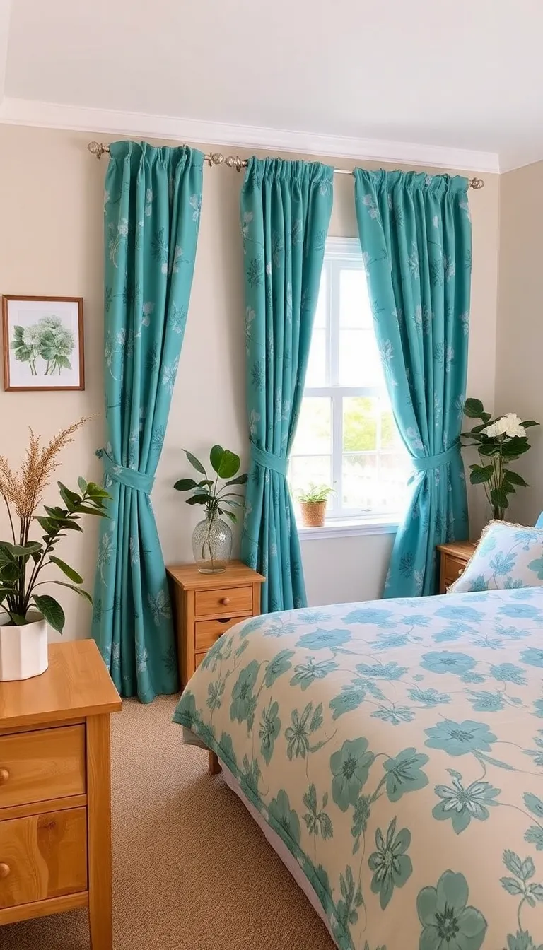 30 Teal Bedroom Inspiration Ideas That Will Spark Your Creativity! - 12. Teal Floral Prints