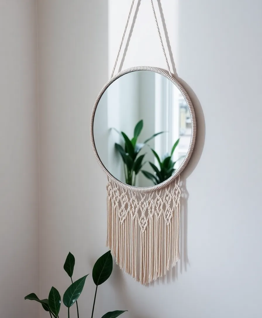 12 Creative Round Mirror DIYs That Are Surprisingly Simple (You’ll Love #5!) - 3. Elegant Macrame Round Mirror