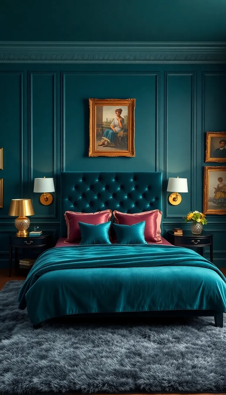 30 Teal Bedroom Inspiration Ideas That Will Spark Your Creativity! - 2. Luxe Teal and Gold