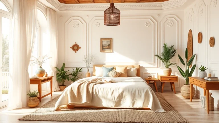 Mediterranean Style Bedroom Ideas with Recessed Walls