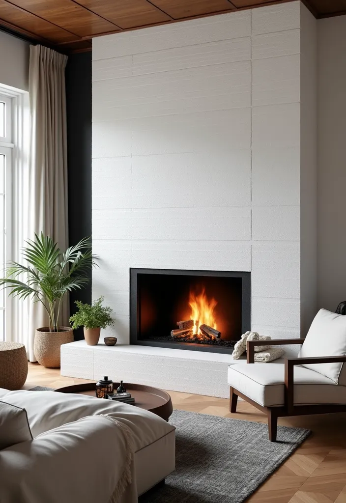18 Jaw-Dropping Home Renovations Using White Tiles and Black Grout (You’ll Want to Copy #7!) - 6. Modern Fireplace Surround