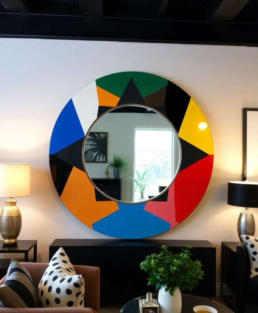 12 Creative Round Mirror DIYs That Are Surprisingly Simple (You’ll Love #5!) - 4. Chic Painted Round Mirror