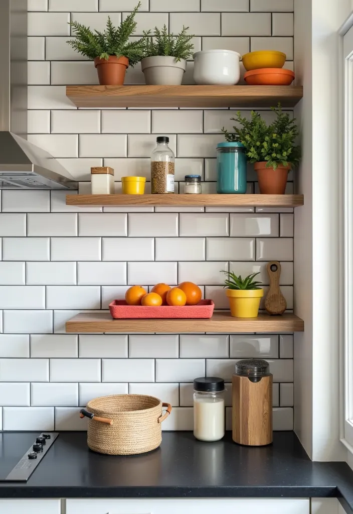 18 Jaw-Dropping Home Renovations Using White Tiles and Black Grout (You’ll Want to Copy #7!) - 17. Creative Storage Solutions