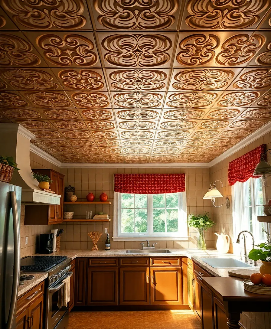 16 Stunning DIY Ceiling Design Ideas That Will Transform Your Space Instantly! - 4. Tin Tiles for Vintage Appeal