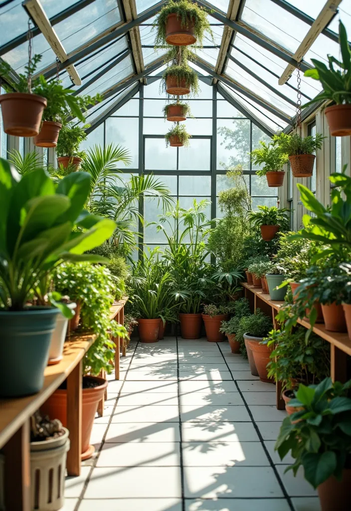 18 Jaw-Dropping Home Renovations Using White Tiles and Black Grout (You’ll Want to Copy #7!) - 13. Lush Greenhouse Floors