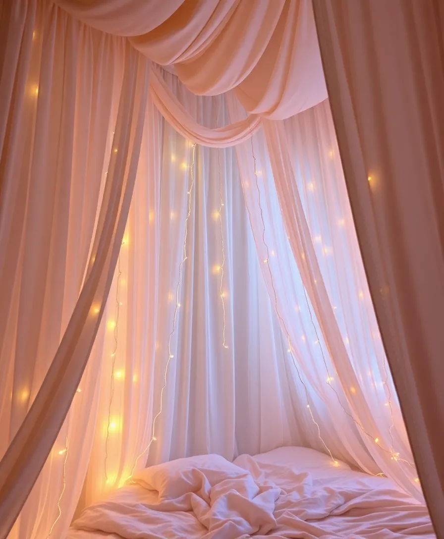 16 Stunning DIY Ceiling Design Ideas That Will Transform Your Space Instantly! - 6. Fabric Draping for Soft Elegance