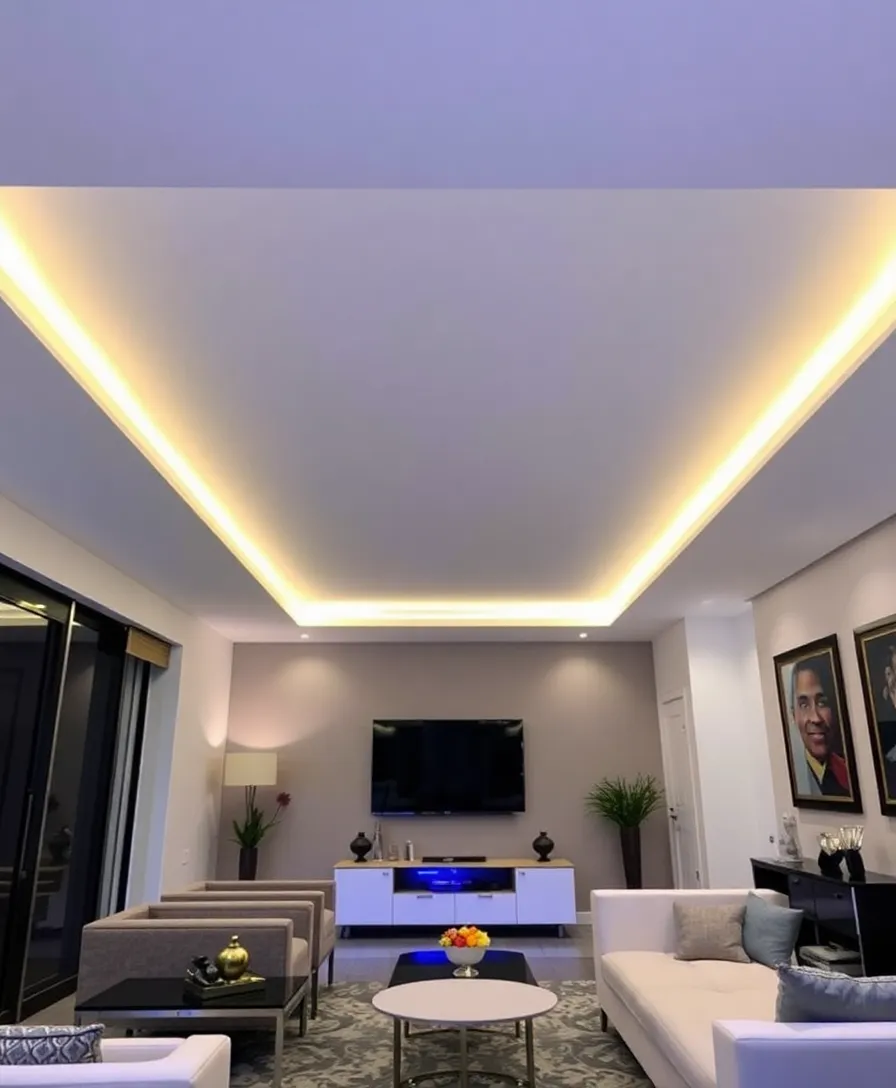 16 Stunning DIY Ceiling Design Ideas That Will Transform Your Space Instantly! - 13. LED Strip Lighting for a Modern Glow