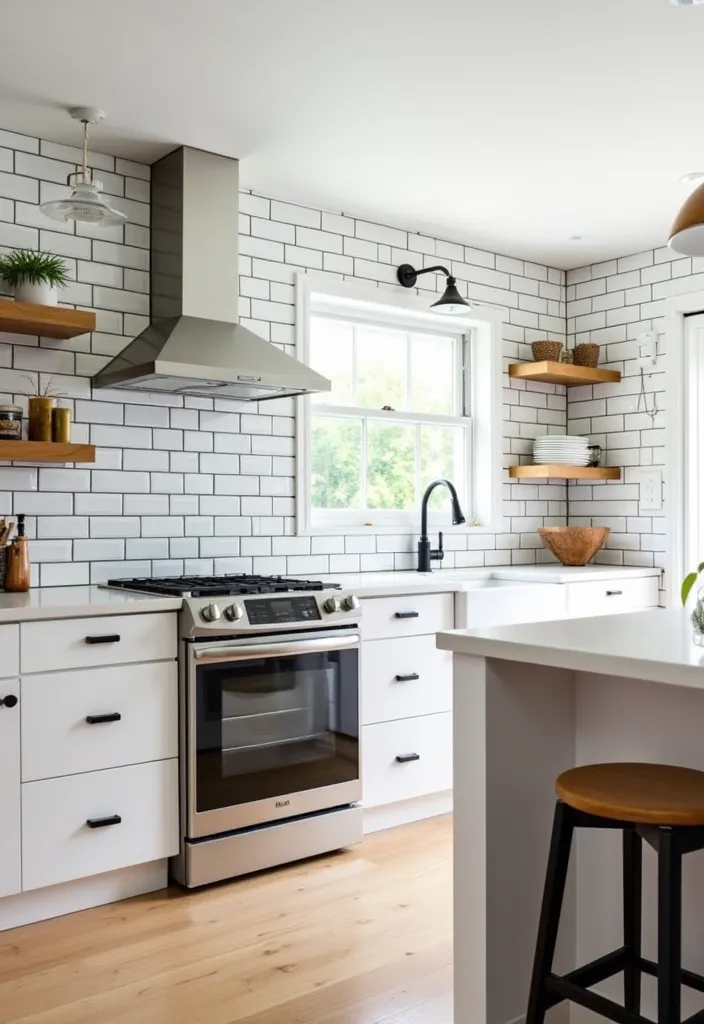 18 Jaw-Dropping Home Renovations Using White Tiles and Black Grout (You’ll Want to Copy #7!) - 1. Chic Minimalist Kitchen