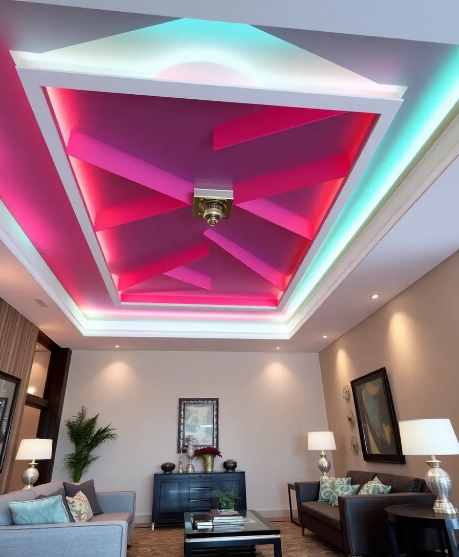 16 Stunning DIY Ceiling Design Ideas That Will Transform Your Space Instantly! - 7. Geometric Patterns for Modern Flair