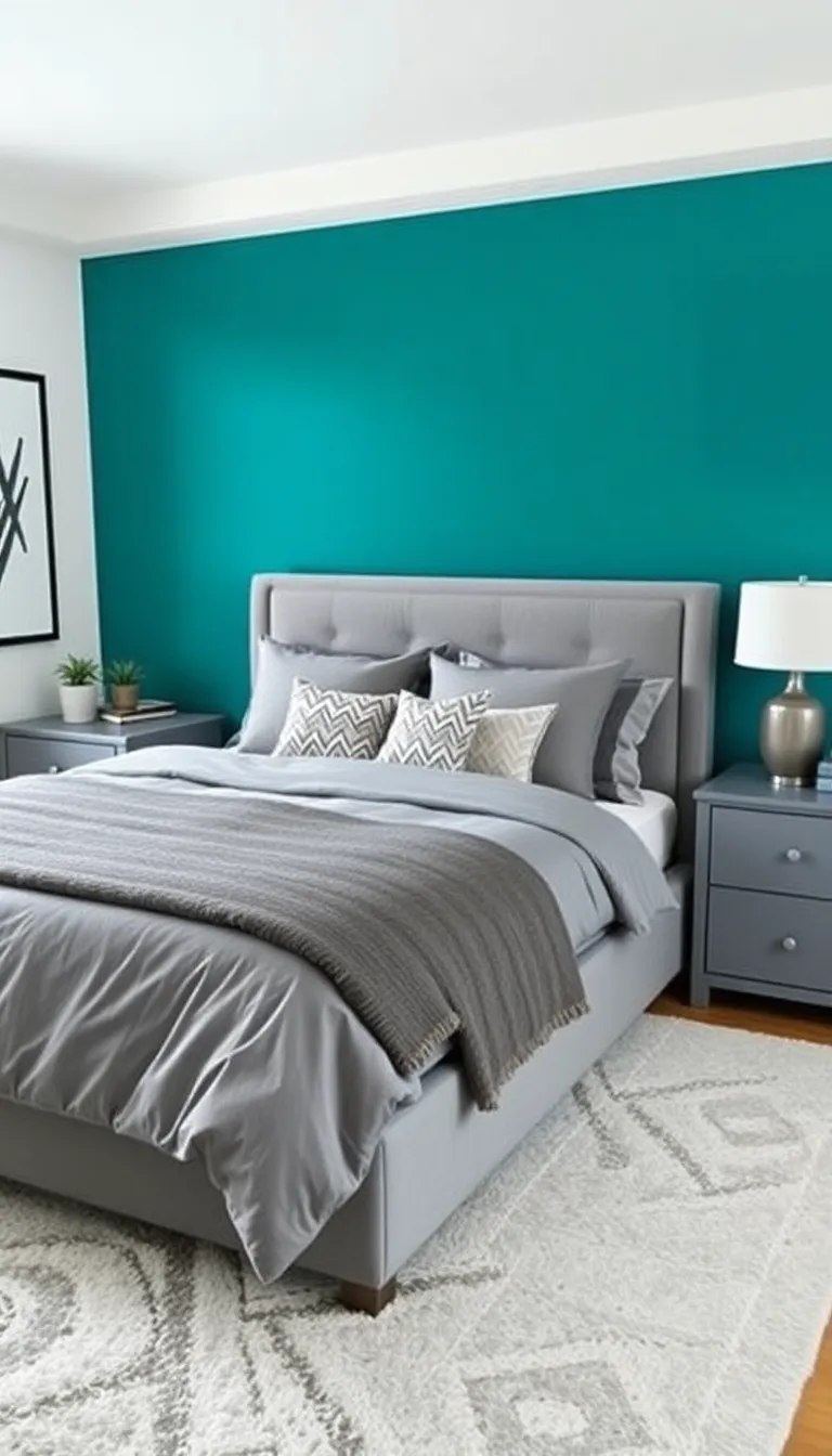 30 Teal Bedroom Inspiration Ideas That Will Spark Your Creativity! - 4. Teal and Gray Harmony