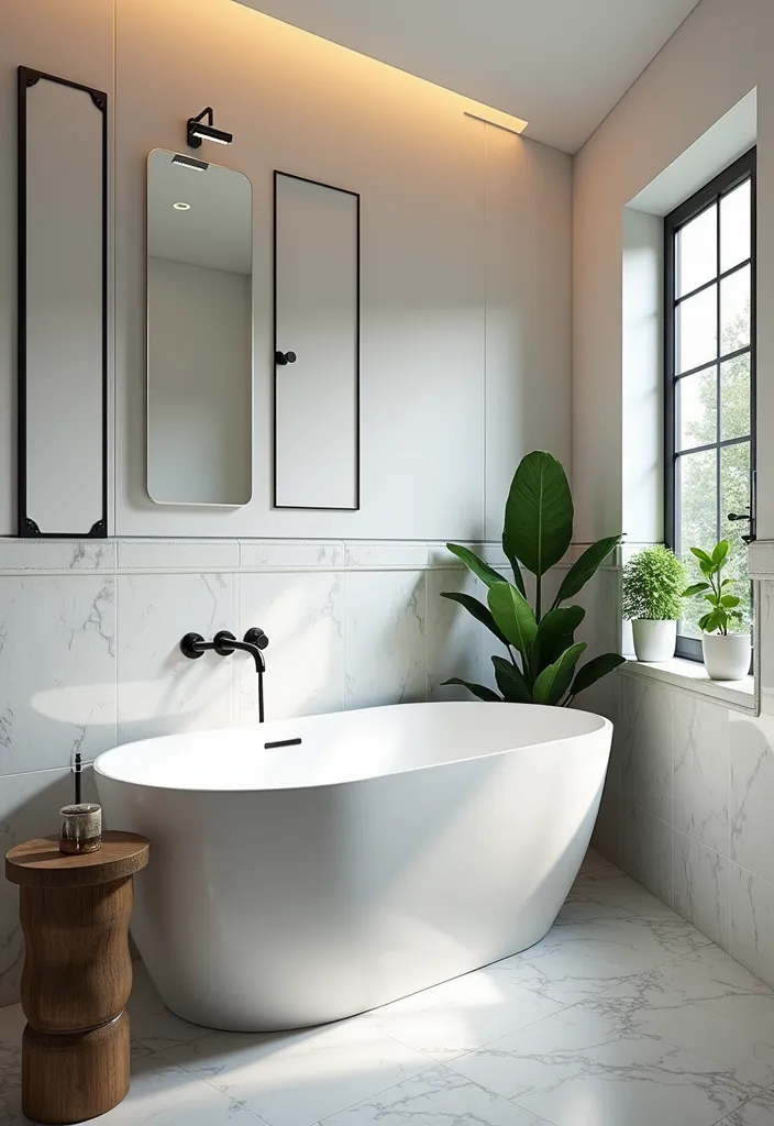 18 Jaw-Dropping Home Renovations Using White Tiles and Black Grout (You’ll Want to Copy #7!) - 2. Spa-Like Bathroom Retreat
