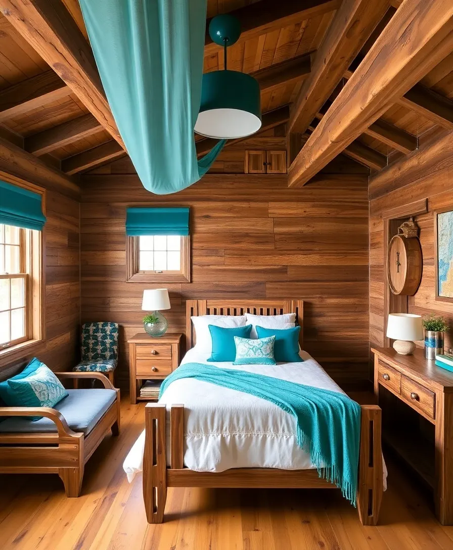 30 Teal Bedroom Inspiration Ideas That Will Spark Your Creativity! - 14. Teal and Rustic Charm