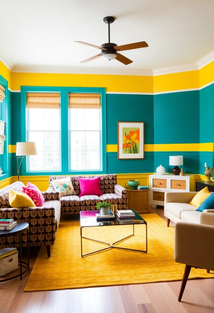 15 Stunning Wainscoting Ideas That'll Transform Your Living Room into a Stylish Retreat! - 11. Bold Color Block Wainscoting