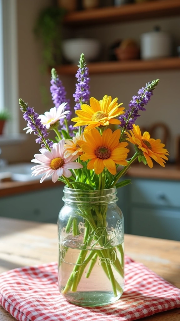 15 Stunning Faux Flower Arrangements That'll Transform Your Home on a Budget! - 1. Whimsical Wildflowers in a Mason Jar