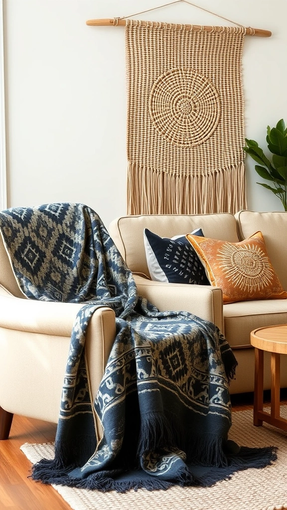 11 Bali Style Decor Ideas to Transform Your Living Room into a Tropical Paradise (Wait Until You See #12!) - 4. Ethnic Textiles