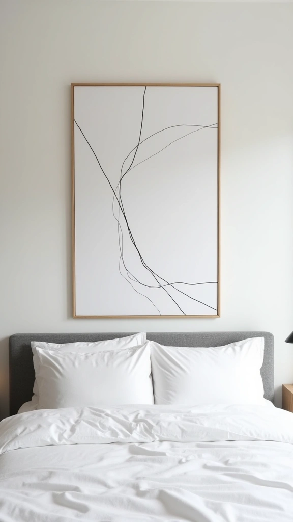 12 Minimalist White Bedroom Aesthetic Ideas That Will Transform Your Space! - 8. Artful Simplicity