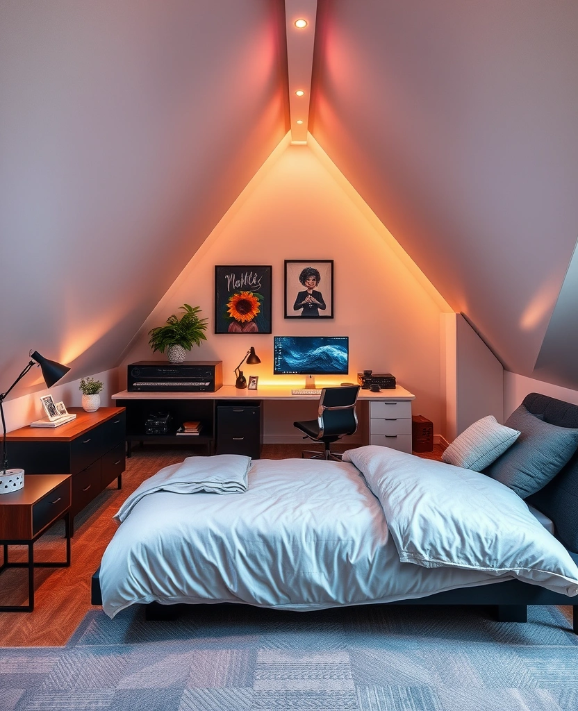 25 Attic Bedroom Ideas That'll Make You Want to Move In (You Won't Believe #13!) - 17. Tech Haven
