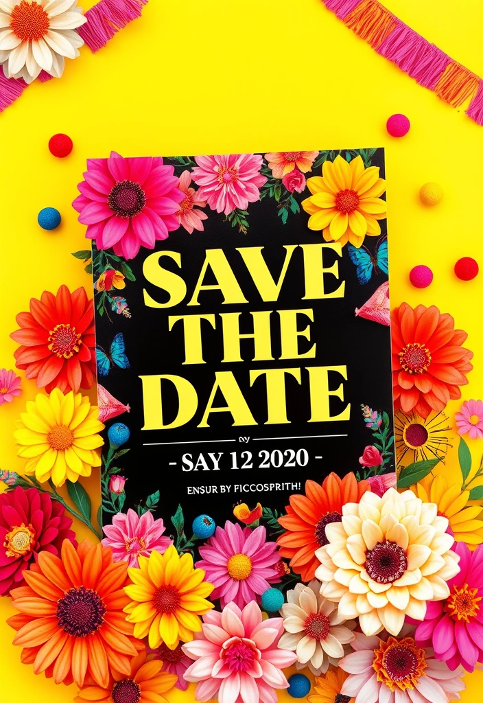 15 Floral DIY Save the Date Cards That Scream Romance (Wait Until You See #8!) - 5. Bold and Bright Blooms