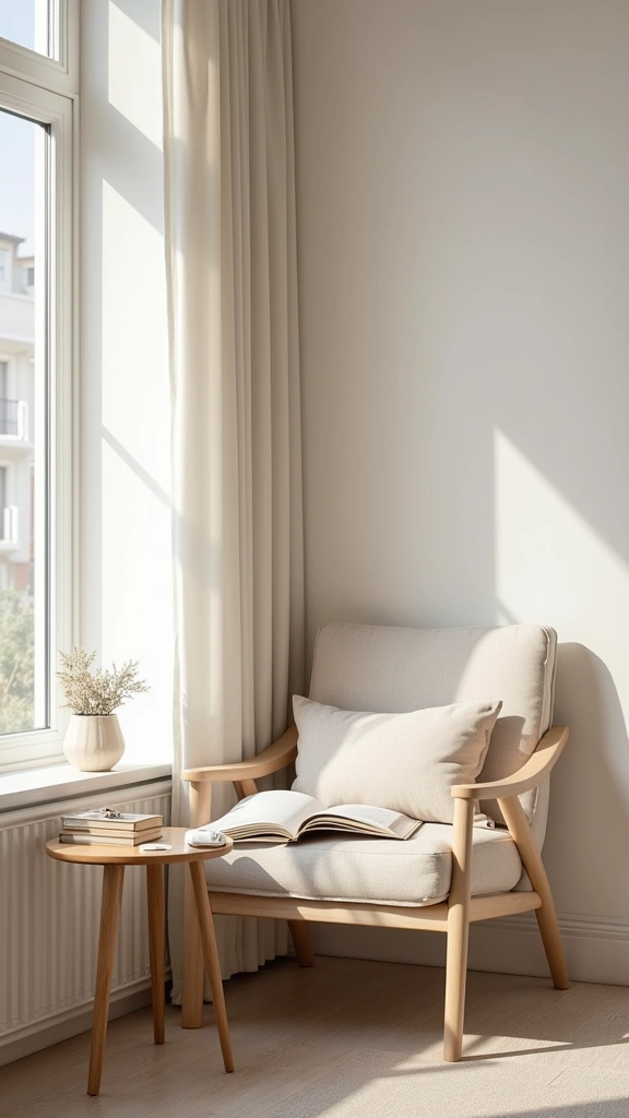 12 Minimalist White Bedroom Aesthetic Ideas That Will Transform Your Space! - 9. Create a Reading Nook