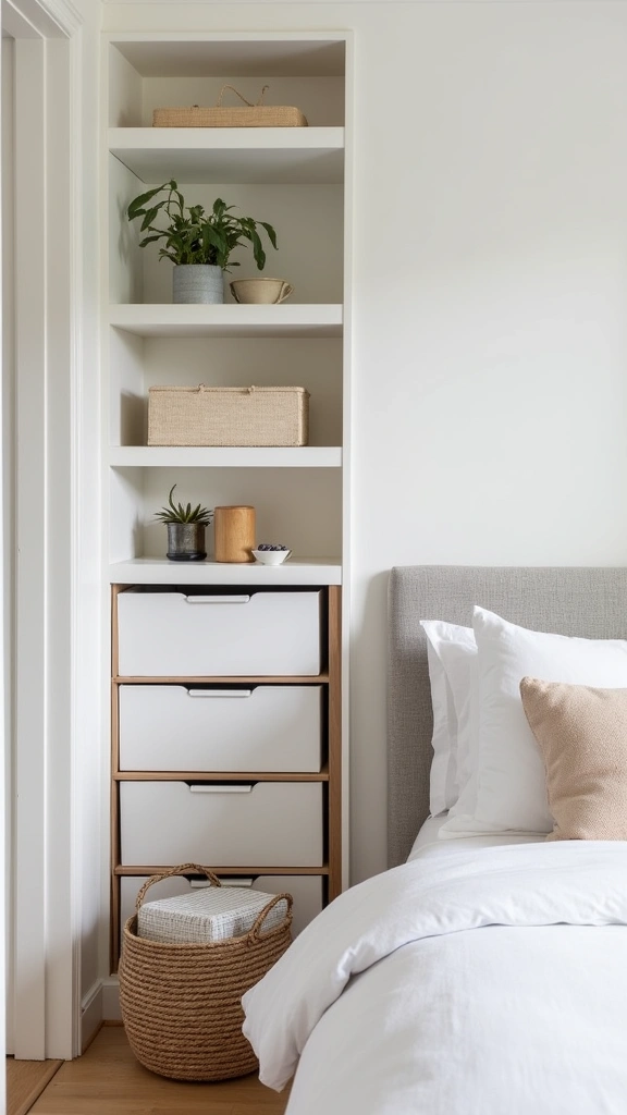 12 Minimalist White Bedroom Aesthetic Ideas That Will Transform Your Space! - 6. Utilize Smart Storage