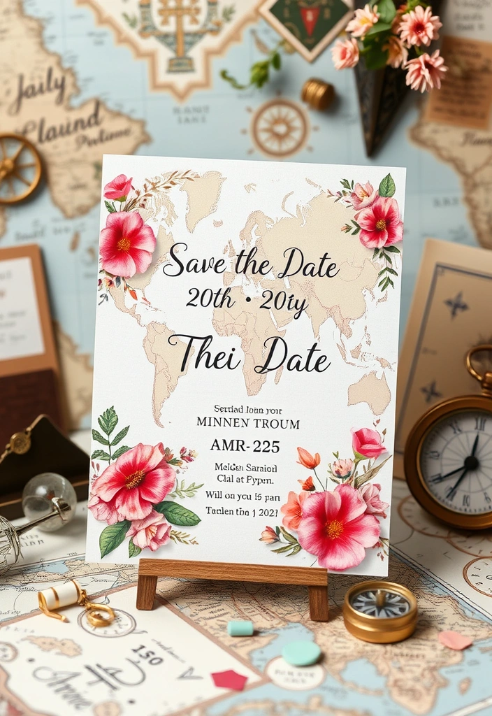 15 Floral DIY Save the Date Cards That Scream Romance (Wait Until You See #8!) - 14. Floral Map Save the Date