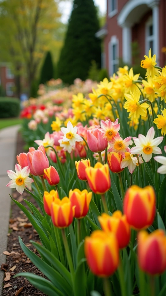 15 Stunning Front Flower Bed Ideas That Will Make Your Neighbors Green with Envy! - 15. Seasonal Blooming Bulbs