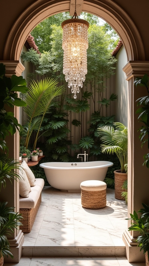 12 Jaw-Dropping Luxury Outdoor Bathrooms That Will Take Your Breath Away! - 12. The Glamorous Retreat