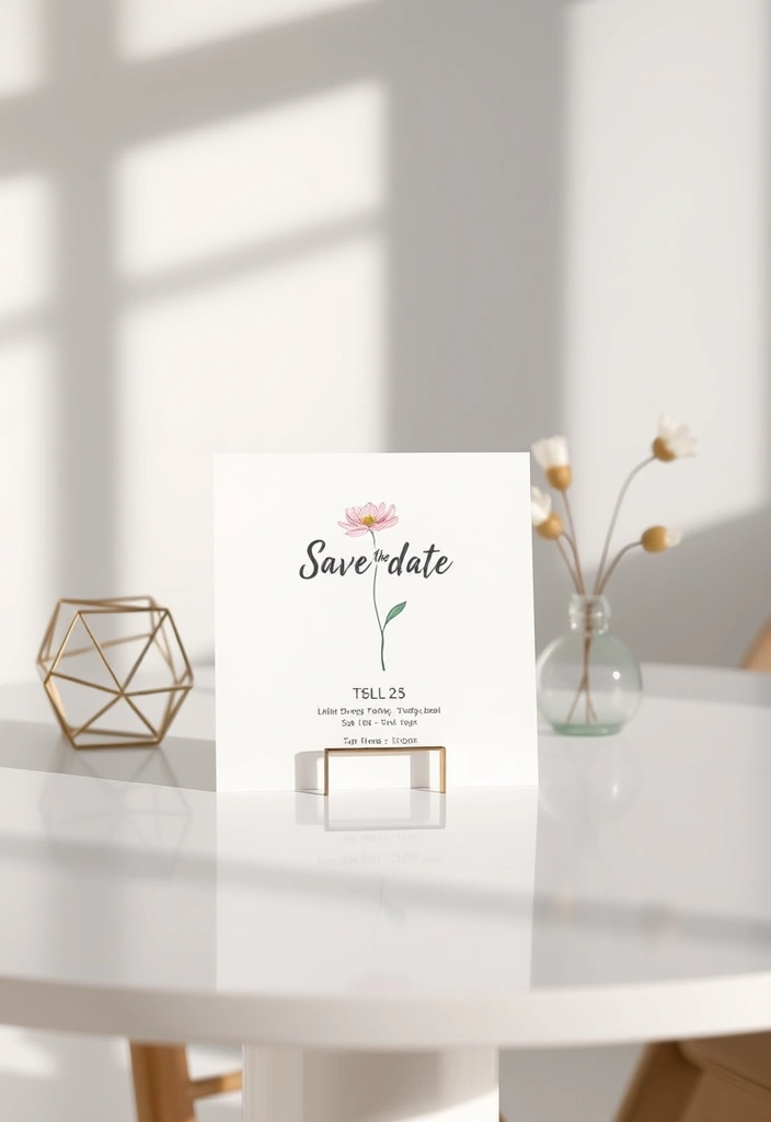 15 Floral DIY Save the Date Cards That Scream Romance (Wait Until You See #8!) - 6. Minimalist Floral Elegance