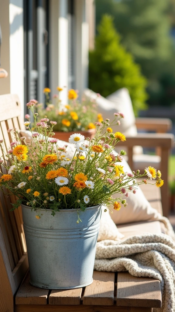 15 Stunning Faux Flower Arrangements That'll Transform Your Home on a Budget! - 10. Rustic Faux Flower Buckets