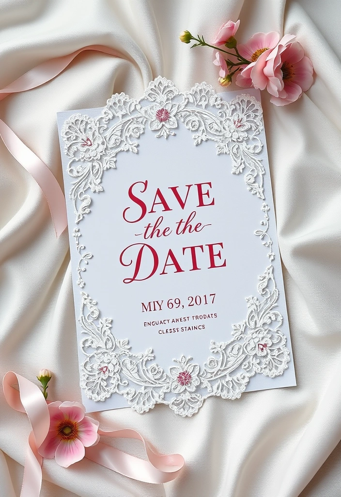 15 Floral DIY Save the Date Cards That Scream Romance (Wait Until You See #8!) - 8. Elegant Floral Lace