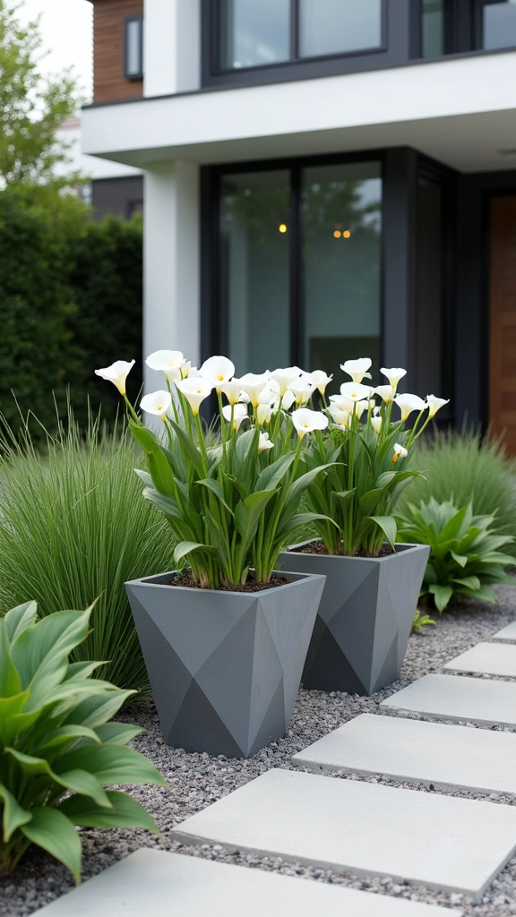15 Stunning Front Flower Bed Ideas That Will Make Your Neighbors Green with Envy! - 2. Modern Minimalist