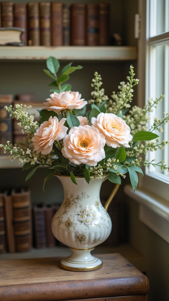 15 Stunning Faux Flower Arrangements That'll Transform Your Home on a Budget! - 14. Vintage-Inspired Floral Display