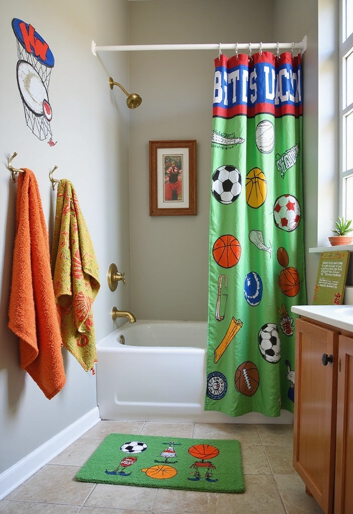 Kids Bathroom Decor Ideas That'll Make Splash Time Extra Fun! - 8. Sports Fanatics' Dream
