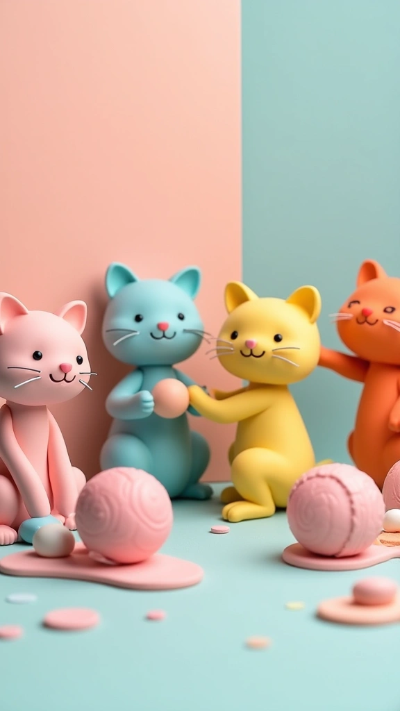 10 Adorable Clay Animals You Can Make Today (Perfect for Kids and Adults!) - 2. Sweet Kittens