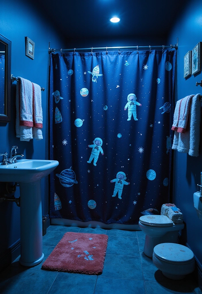 Kids Bathroom Decor Ideas That'll Make Splash Time Extra Fun! - 3. Space Explorer Zone