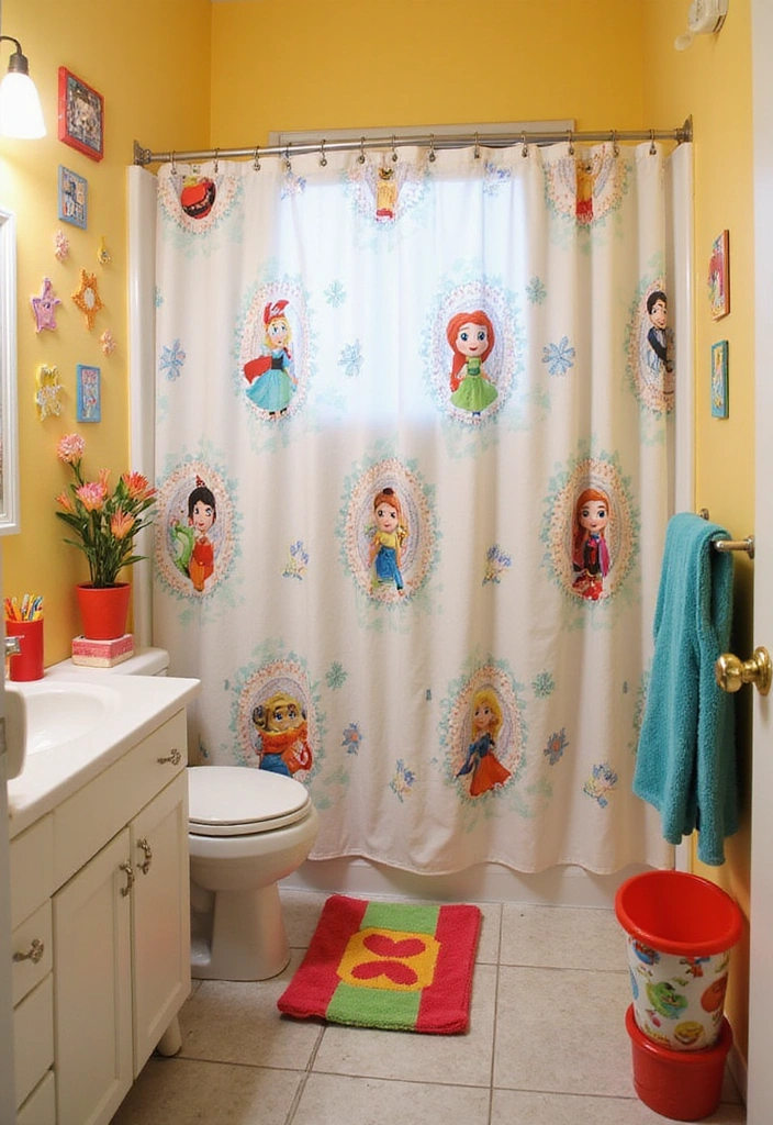Kids Bathroom Decor Ideas That'll Make Splash Time Extra Fun! - 6. Cartoon Characters Galore