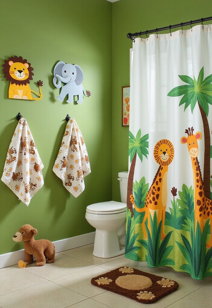 Kids Bathroom Decor Ideas That'll Make Splash Time Extra Fun! - 2. Jungle Safari Escape