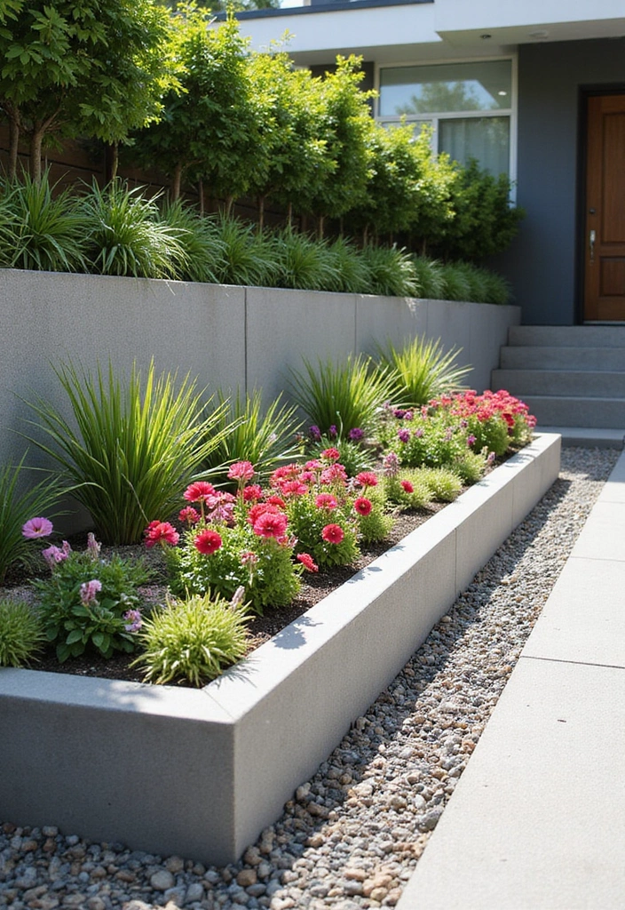 10 Stunning Raised Flower Beds That Will Transform Your Front Yard! - 2. Modern Concrete Raised Beds
