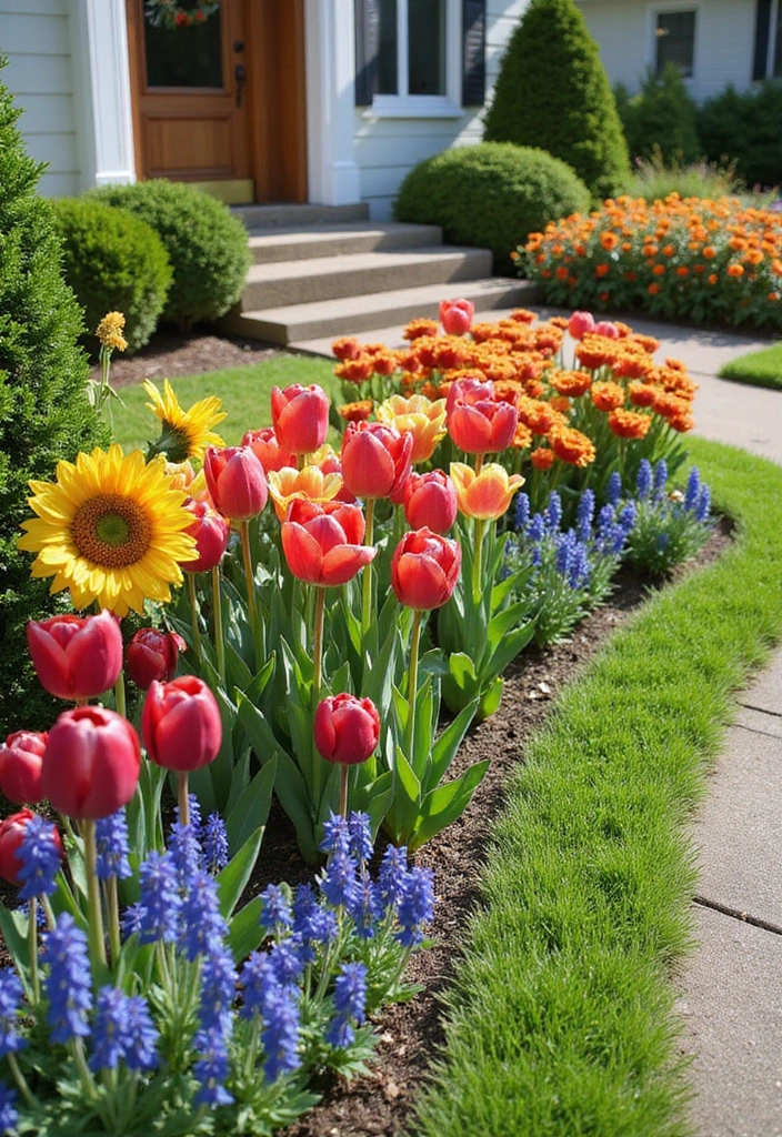 10 Stunning Raised Flower Beds That Will Transform Your Front Yard! - 10. Seasonal Flower Beds